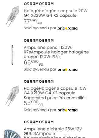 Bricorama in France is selling Osram halogen lamps